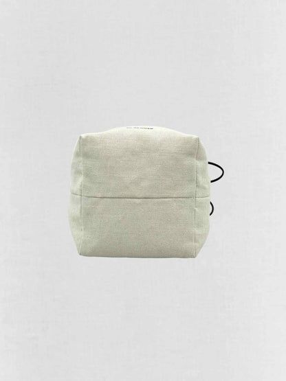 Pre - loved JIL SANDER Drawstring Beige & Black Bucket Bag at Reems Closet