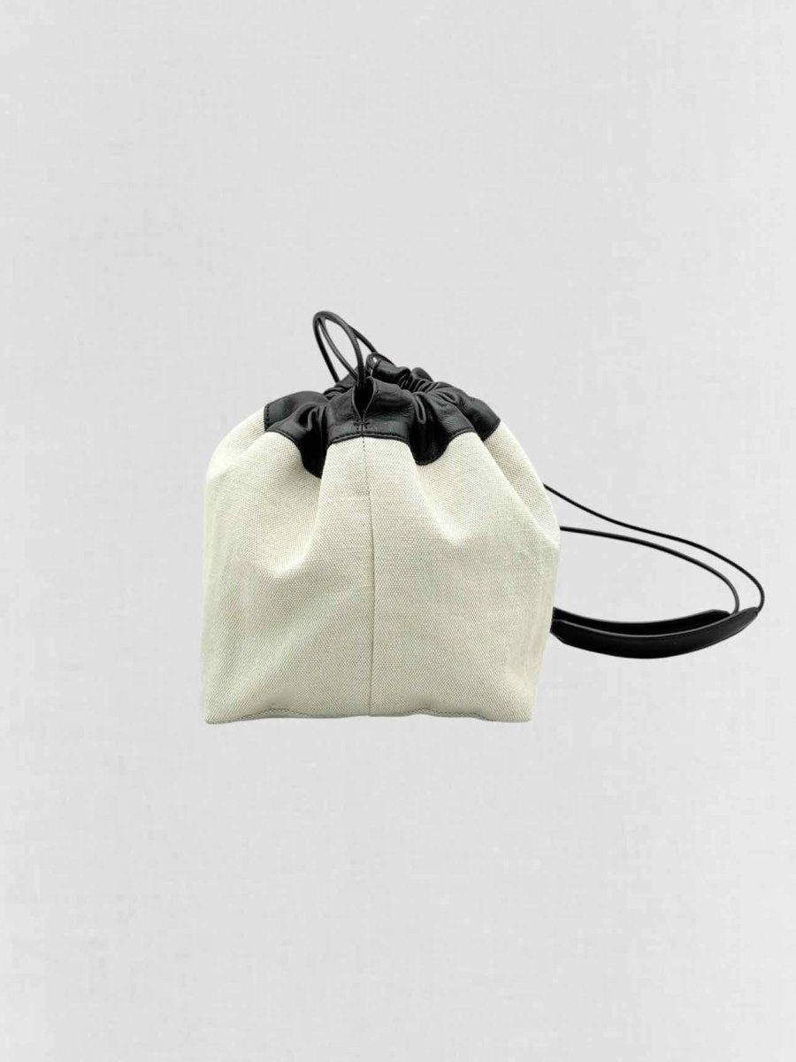 Pre - loved JIL SANDER Drawstring Beige & Black Bucket Bag at Reems Closet