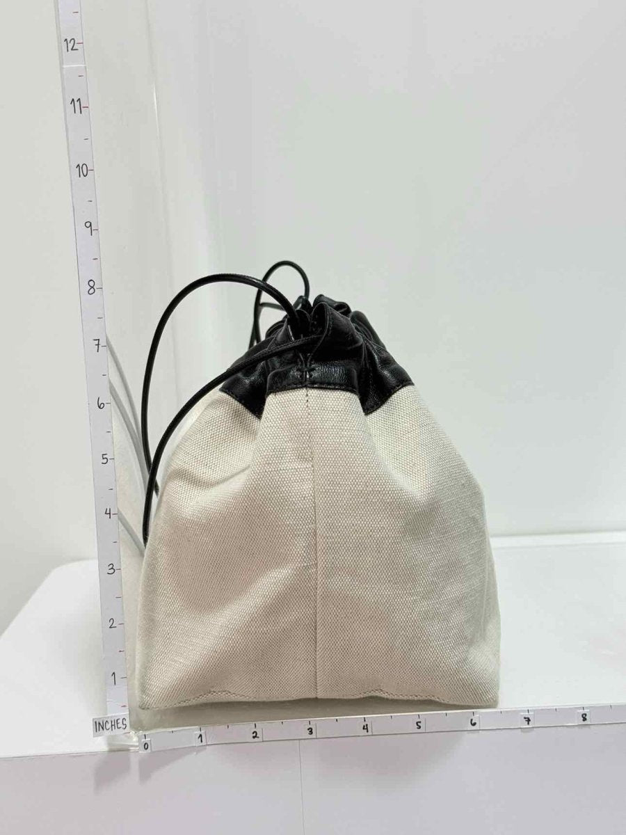 Pre - loved JIL SANDER Drawstring Beige & Black Bucket Bag at Reems Closet