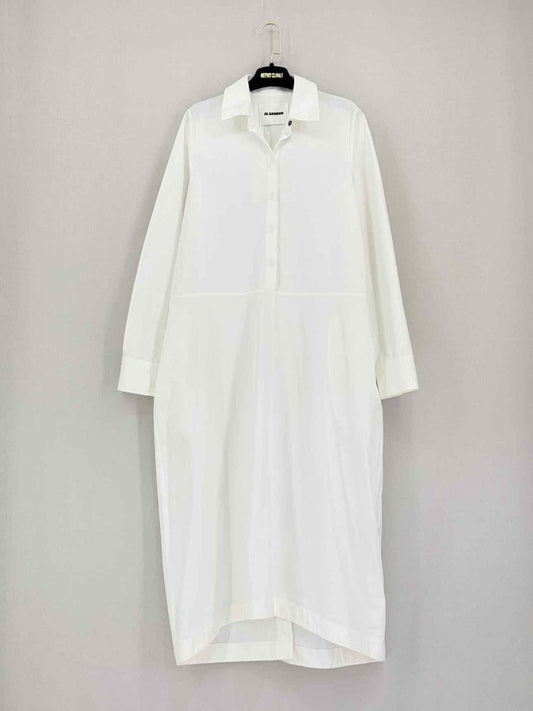 Pre-loved JIL SANDER White Size US 2 Midi Dress at Reems Closet