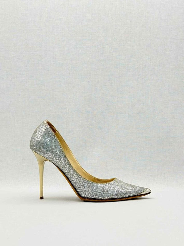 Pre-loved JIMMY CHOO Abel Silver Size EU 39.5 Pumps at Reems Closet