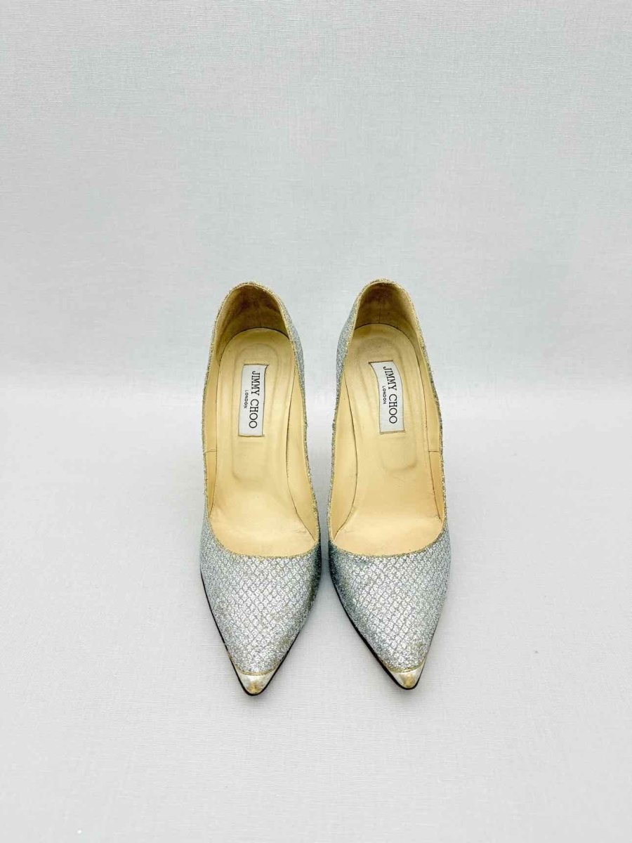 Pre-loved JIMMY CHOO Abel Silver Size EU 39.5 Pumps at Reems Closet