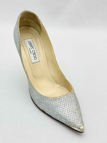 Pre-loved JIMMY CHOO Abel Silver Size EU 39.5 Pumps at Reems Closet