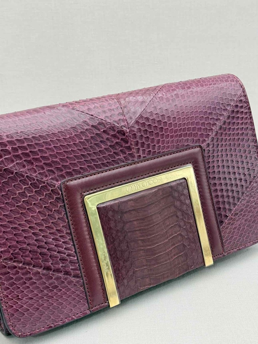 Pre-loved JIMMY CHOO Alara Burgundy Clutch at Reems Closet