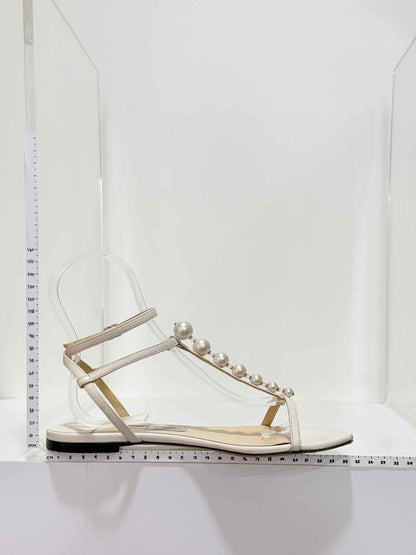 Pre - loved JIMMY CHOO Amari Beige Size EU 37 Flats at Reems Closet