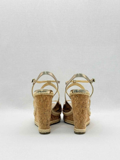 Pre - loved JIMMY CHOO Ayla Gold Size EU 41 Wedges at Reems Closet