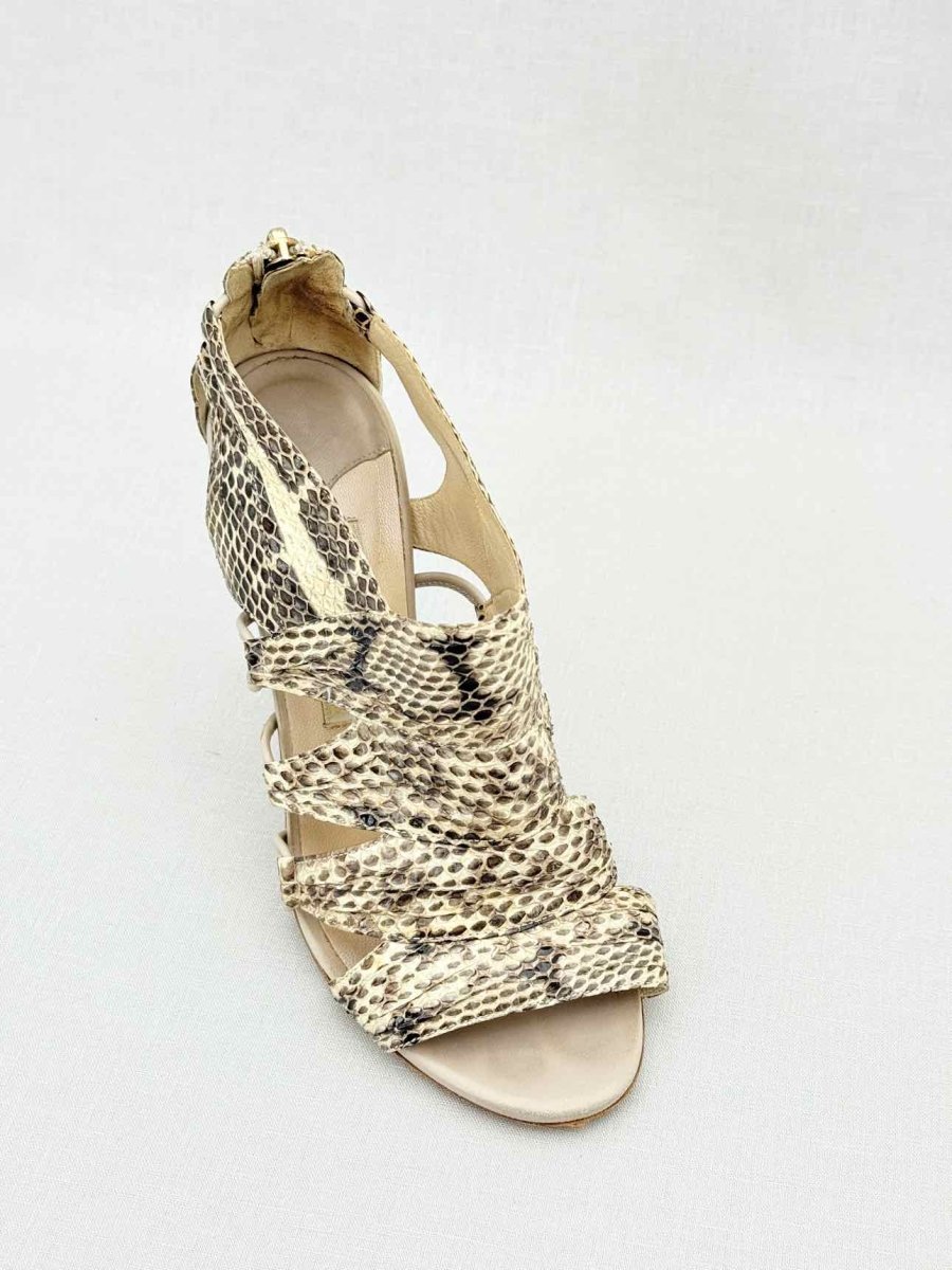 Pre - loved JIMMY CHOO Beige & Brown Size EU 37 Heeled Sandals at Reems Closet
