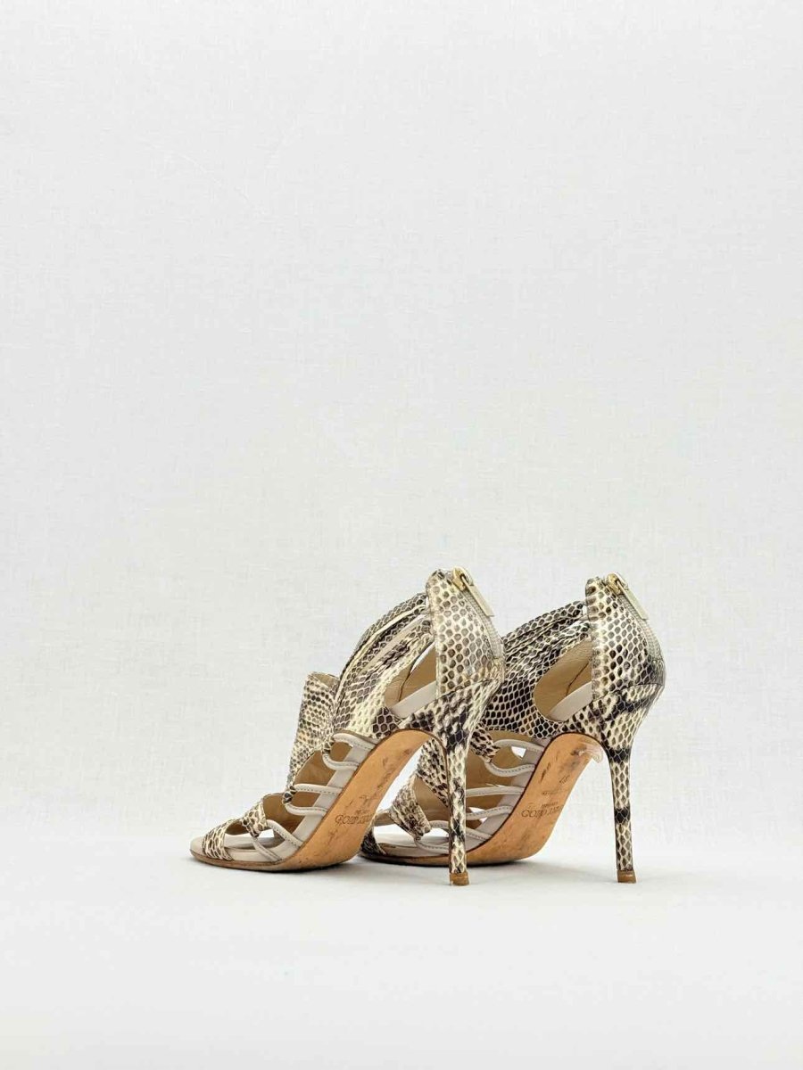 Pre - loved JIMMY CHOO Beige & Brown Size EU 37 Heeled Sandals at Reems Closet