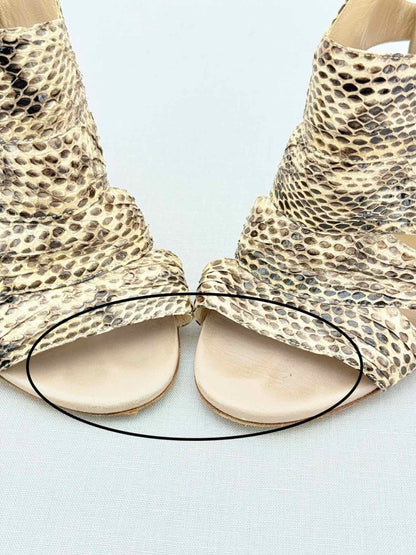 Pre - loved JIMMY CHOO Beige & Brown Size EU 37 Heeled Sandals at Reems Closet