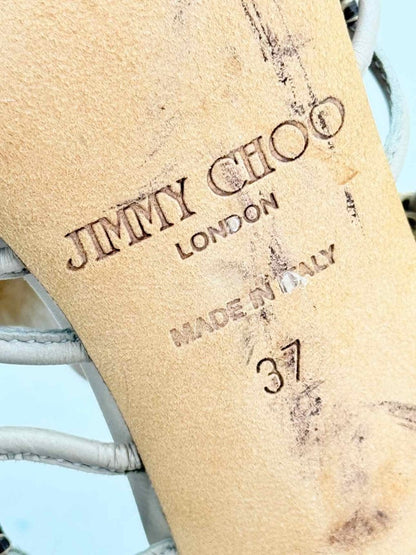 Pre - loved JIMMY CHOO Beige & Brown Size EU 37 Heeled Sandals at Reems Closet