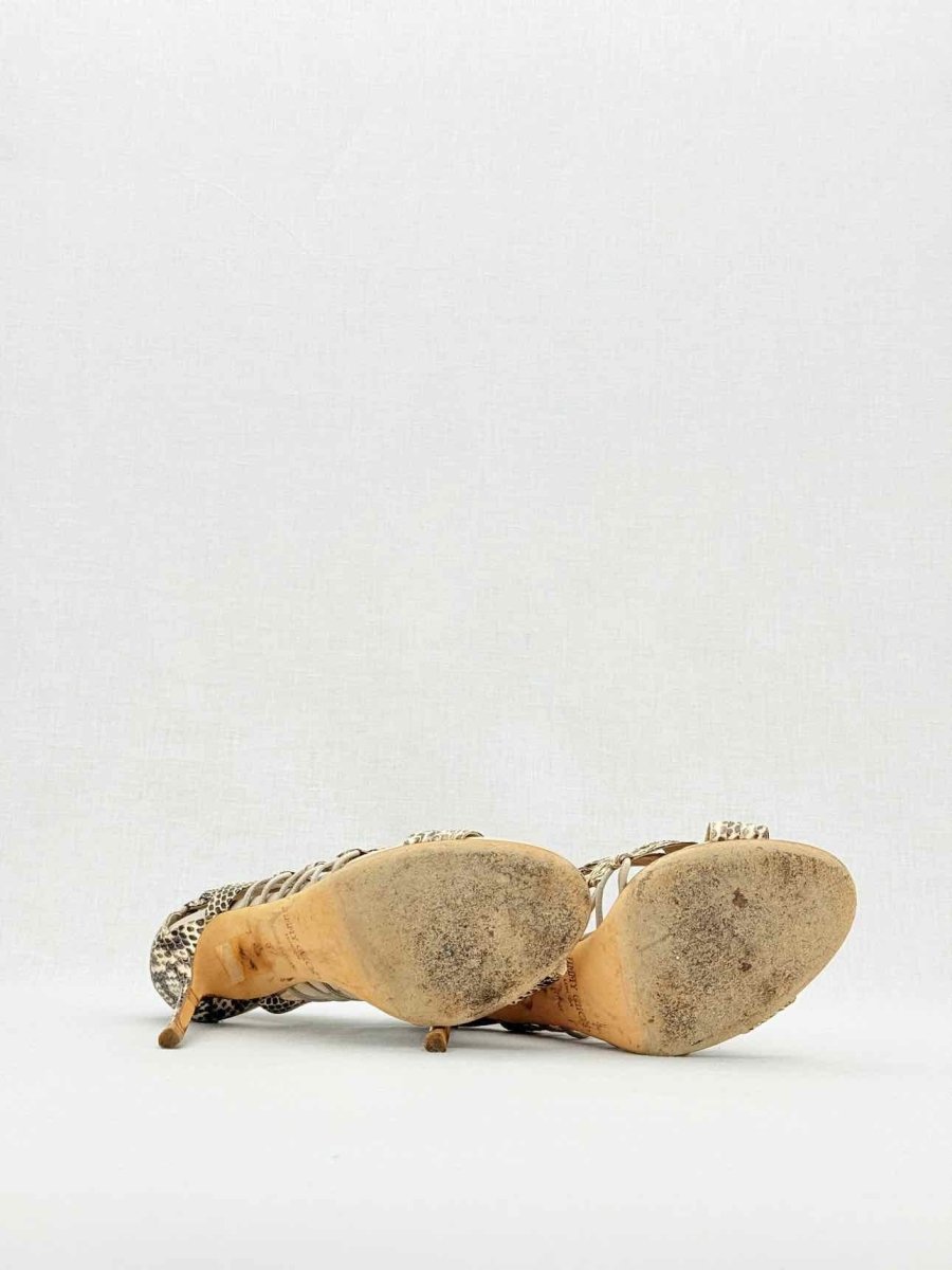 Pre - loved JIMMY CHOO Beige & Brown Size EU 37 Heeled Sandals at Reems Closet