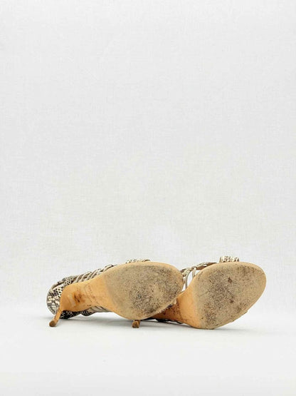 Pre - loved JIMMY CHOO Beige & Brown Size EU 37 Heeled Sandals at Reems Closet