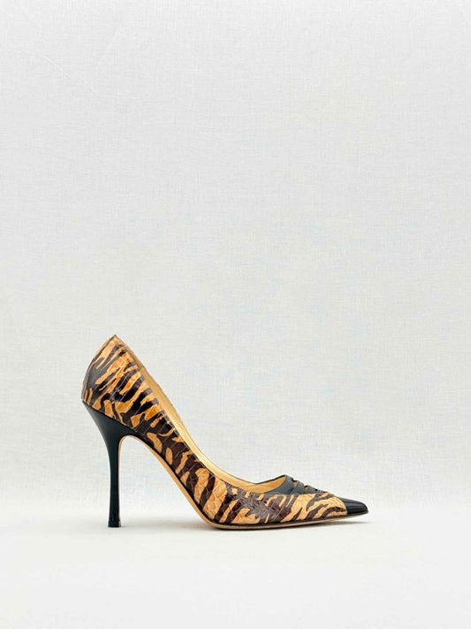 Pre - loved JIMMY CHOO Black & Beige Zebra Size EU 38.5 Pumps at Reems Closet