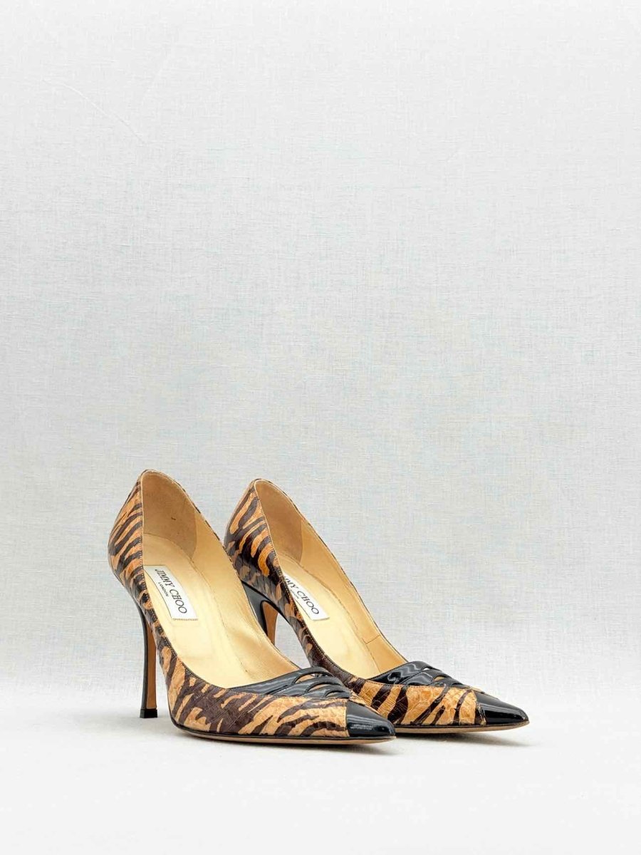 Pre - loved JIMMY CHOO Black & Beige Zebra Size EU 38.5 Pumps at Reems Closet