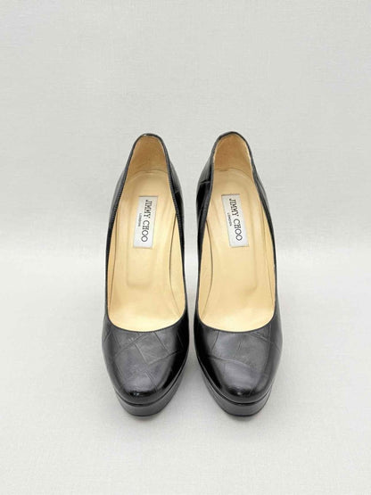 Pre-loved JIMMY CHOO Black Croc Embossed Size EU 39 Pumps at Reems Closet