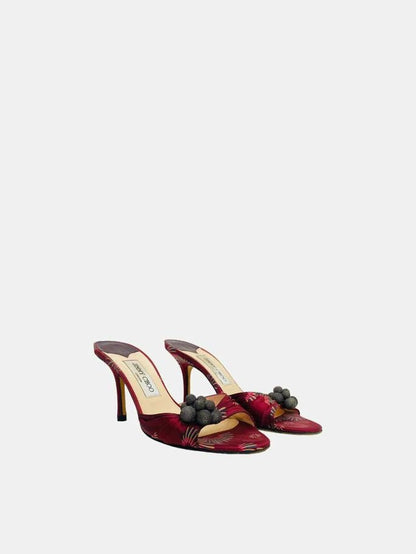 Pre - loved JIMMY CHOO Burgundy Ornate Embellished Mules at Reems Closet