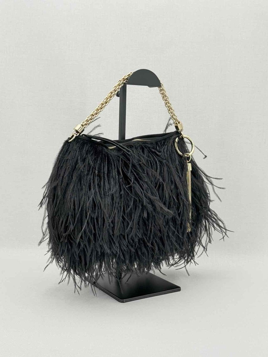 Pre - loved JIMMY CHOO Callie Black Shoulder Bag at Reems Closet