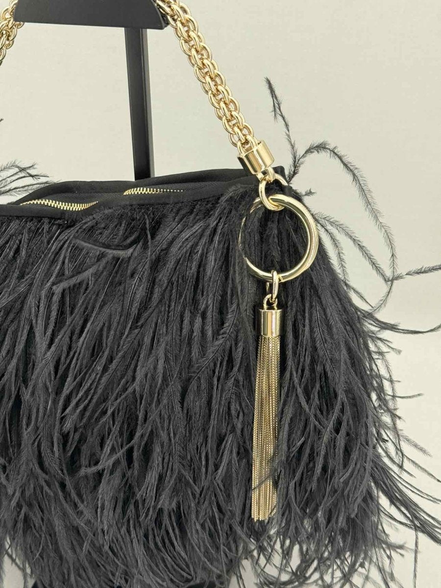 Pre - loved JIMMY CHOO Callie Black Shoulder Bag at Reems Closet