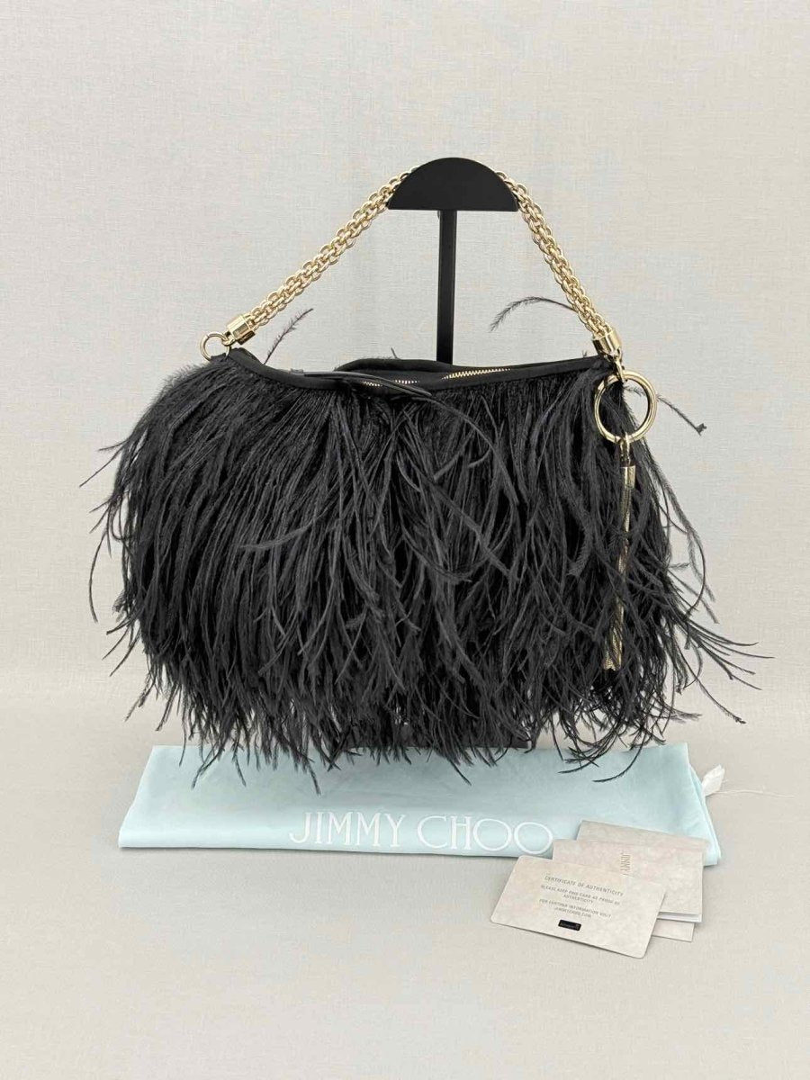 Pre - loved JIMMY CHOO Callie Black Shoulder Bag at Reems Closet
