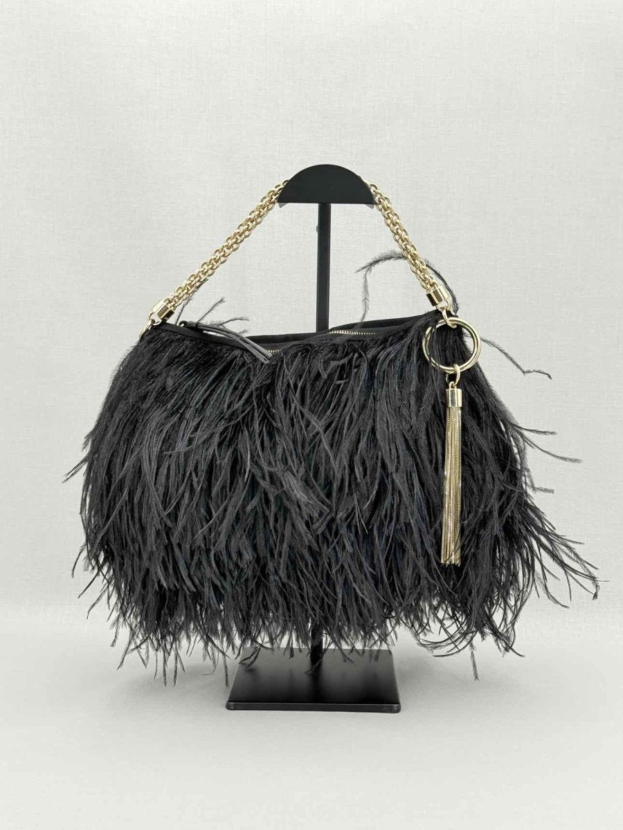 Pre - loved JIMMY CHOO Callie Black Shoulder Bag at Reems Closet