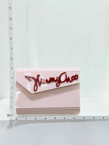 Pre - loved JIMMY CHOO Candy Pink Clutch at Reems Closet