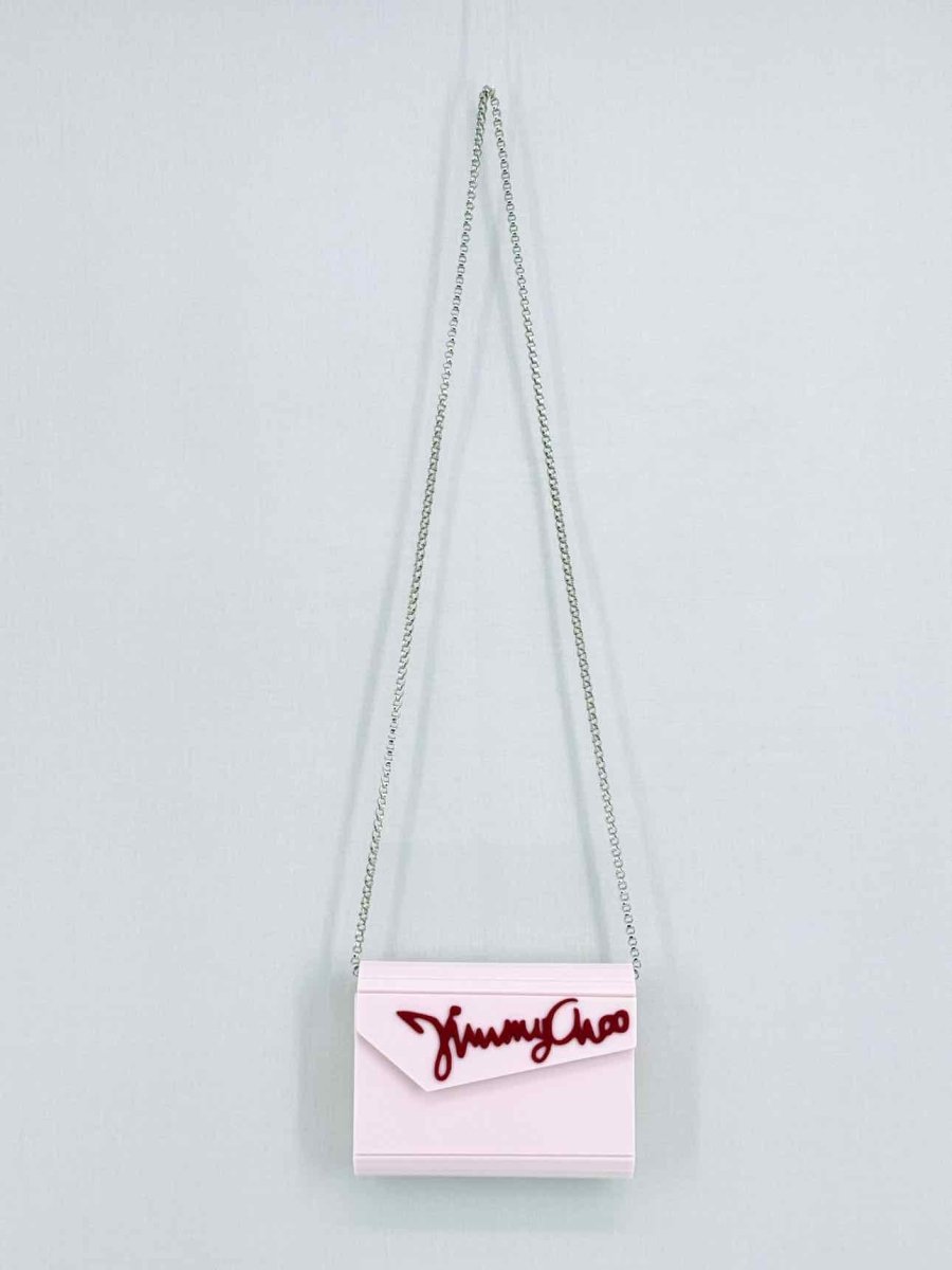 Pre - loved JIMMY CHOO Candy Pink Clutch at Reems Closet