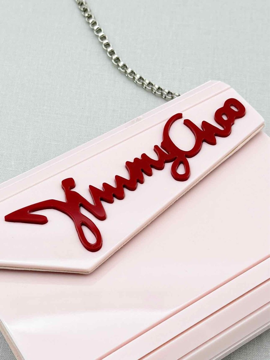 Pre - loved JIMMY CHOO Candy Pink Clutch at Reems Closet