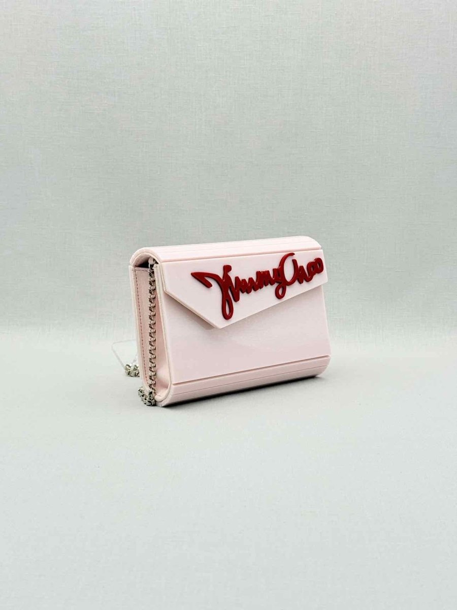 Pre - loved JIMMY CHOO Candy Pink Clutch at Reems Closet