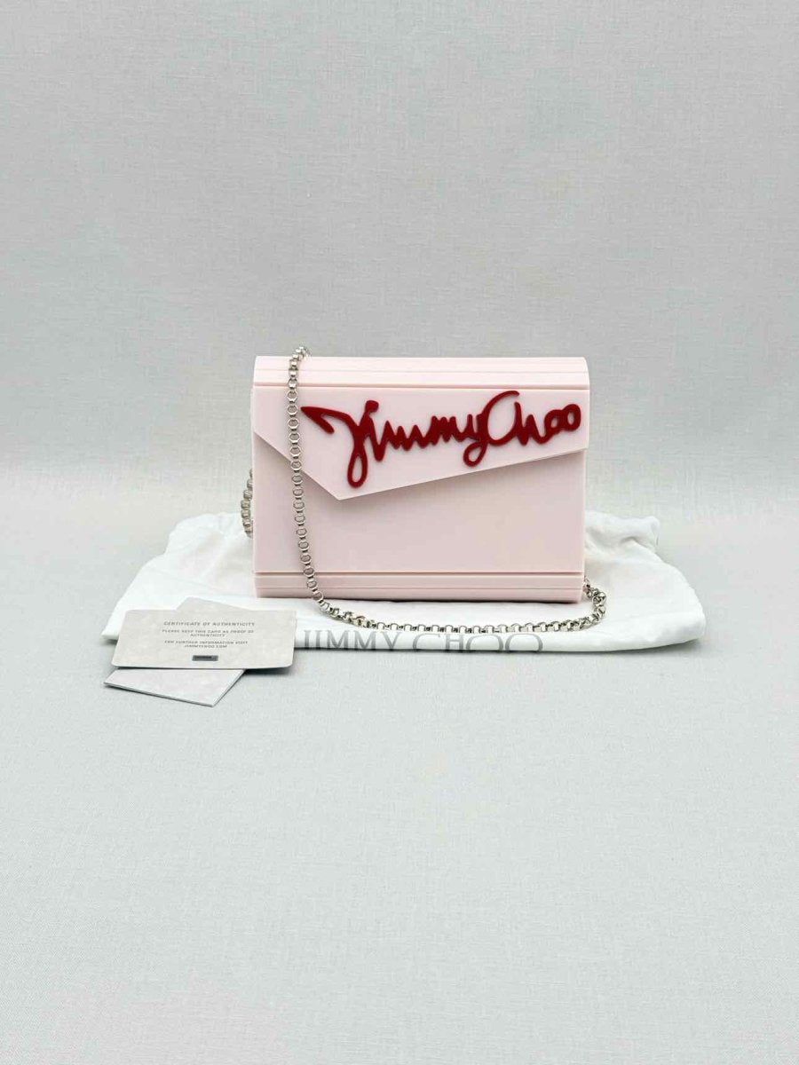 Pre - loved JIMMY CHOO Candy Pink Clutch at Reems Closet