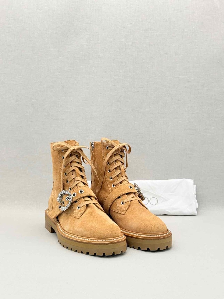 Pre-loved JIMMY CHOO Cora Beige Size EU 39 Ankle Boots at Reems Closet