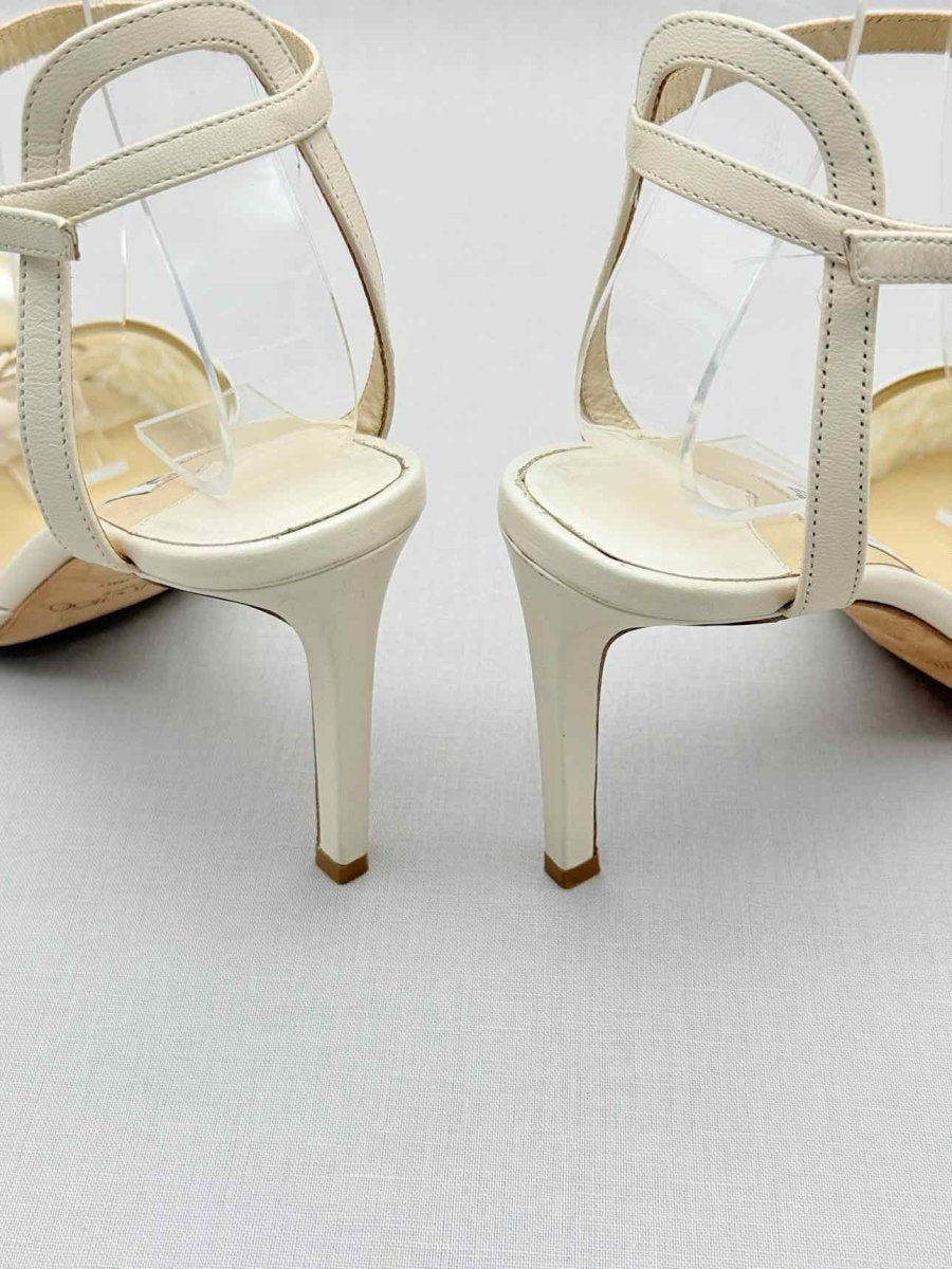 Pre - loved JIMMY CHOO Cream & Beige Size EU 37.5 Heeled Sandals at Reems Closet