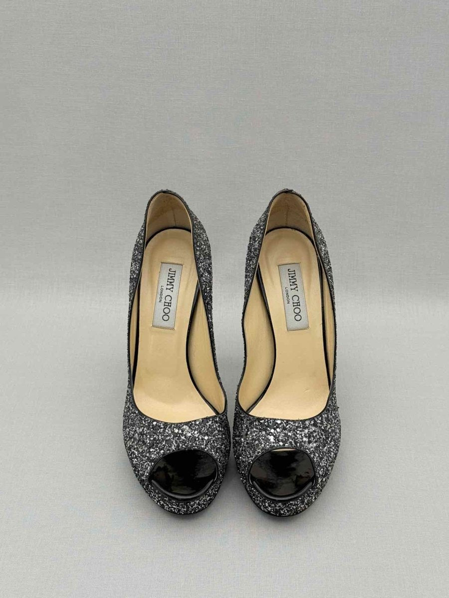 Pre-loved JIMMY CHOO Crown Black & Silver Size EU 39.5 Pumps at Reems Closet
