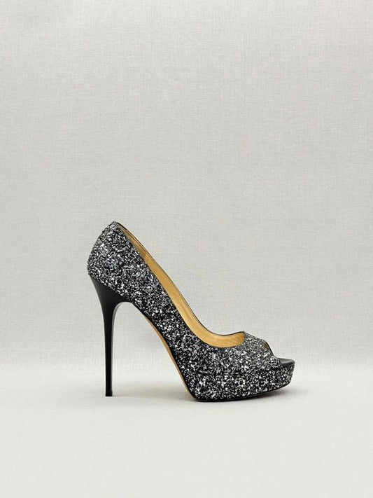 Pre-loved JIMMY CHOO Crown Black & Silver Size EU 39.5 Pumps at Reems Closet