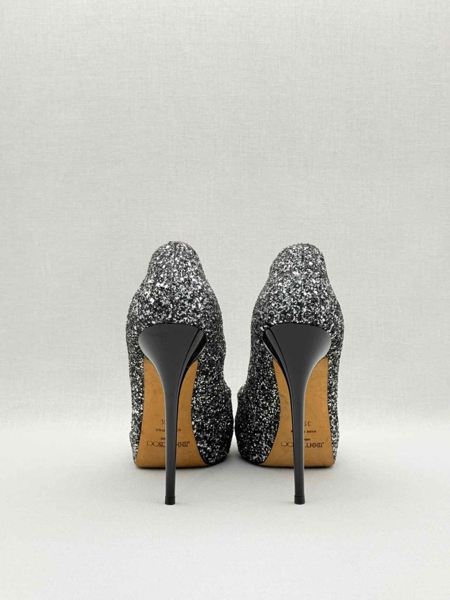 Pre-loved JIMMY CHOO Crown Black & Silver Size EU 39.5 Pumps at Reems Closet