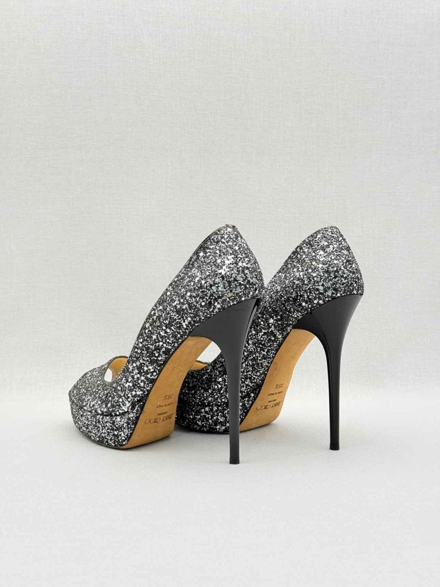 Pre-loved JIMMY CHOO Crown Black & Silver Size EU 39.5 Pumps at Reems Closet