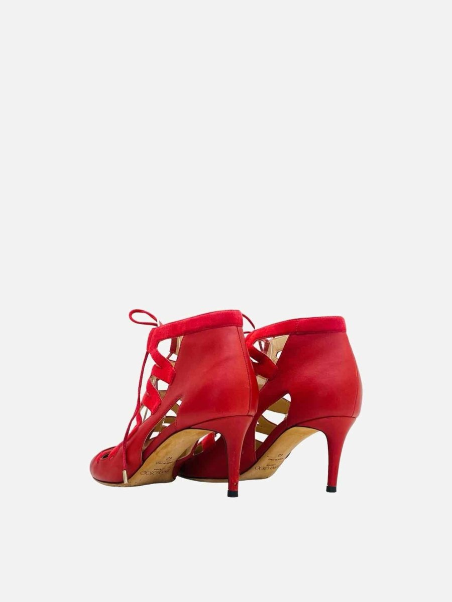 Pre-loved JIMMY CHOO Dixon Cutout Red Pumps from Reems Closet