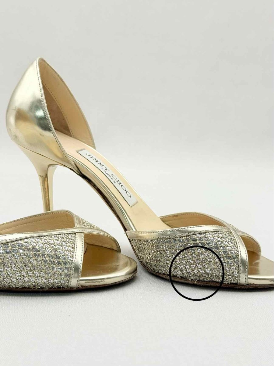 Pre - loved JIMMY CHOO Gold Size EU 35.5 Heeled Sandals at Reems Closet