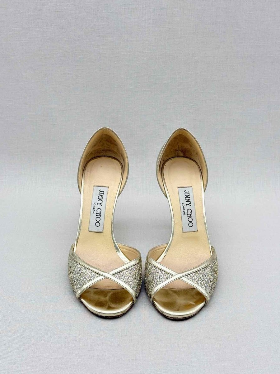 Pre - loved JIMMY CHOO Gold Size EU 35.5 Heeled Sandals at Reems Closet