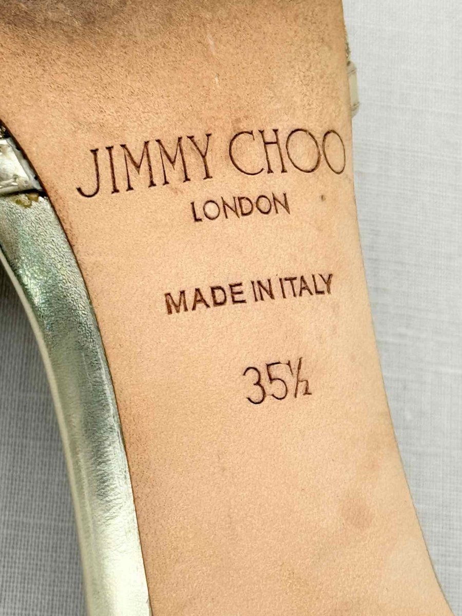 Pre - loved JIMMY CHOO Gold Size EU 35.5 Heeled Sandals at Reems Closet