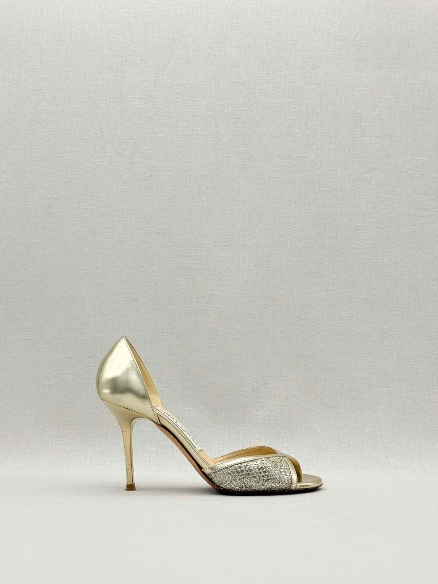 Pre - loved JIMMY CHOO Gold Size EU 35.5 Heeled Sandals at Reems Closet