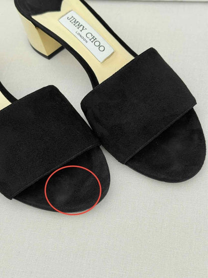 Pre - loved JIMMY CHOO Joni Black Size EU 38 Mules at Reems Closet