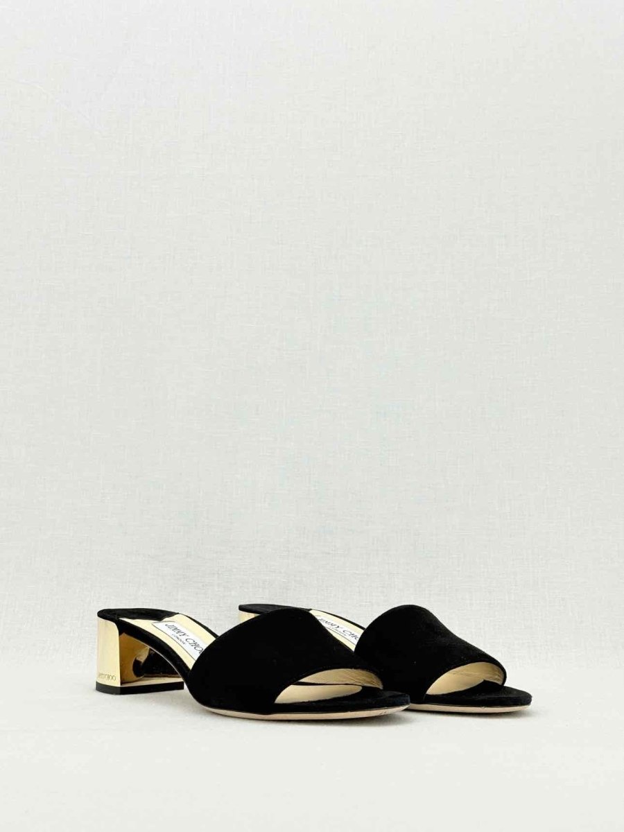 Pre - loved JIMMY CHOO Joni Black Size EU 38 Mules at Reems Closet