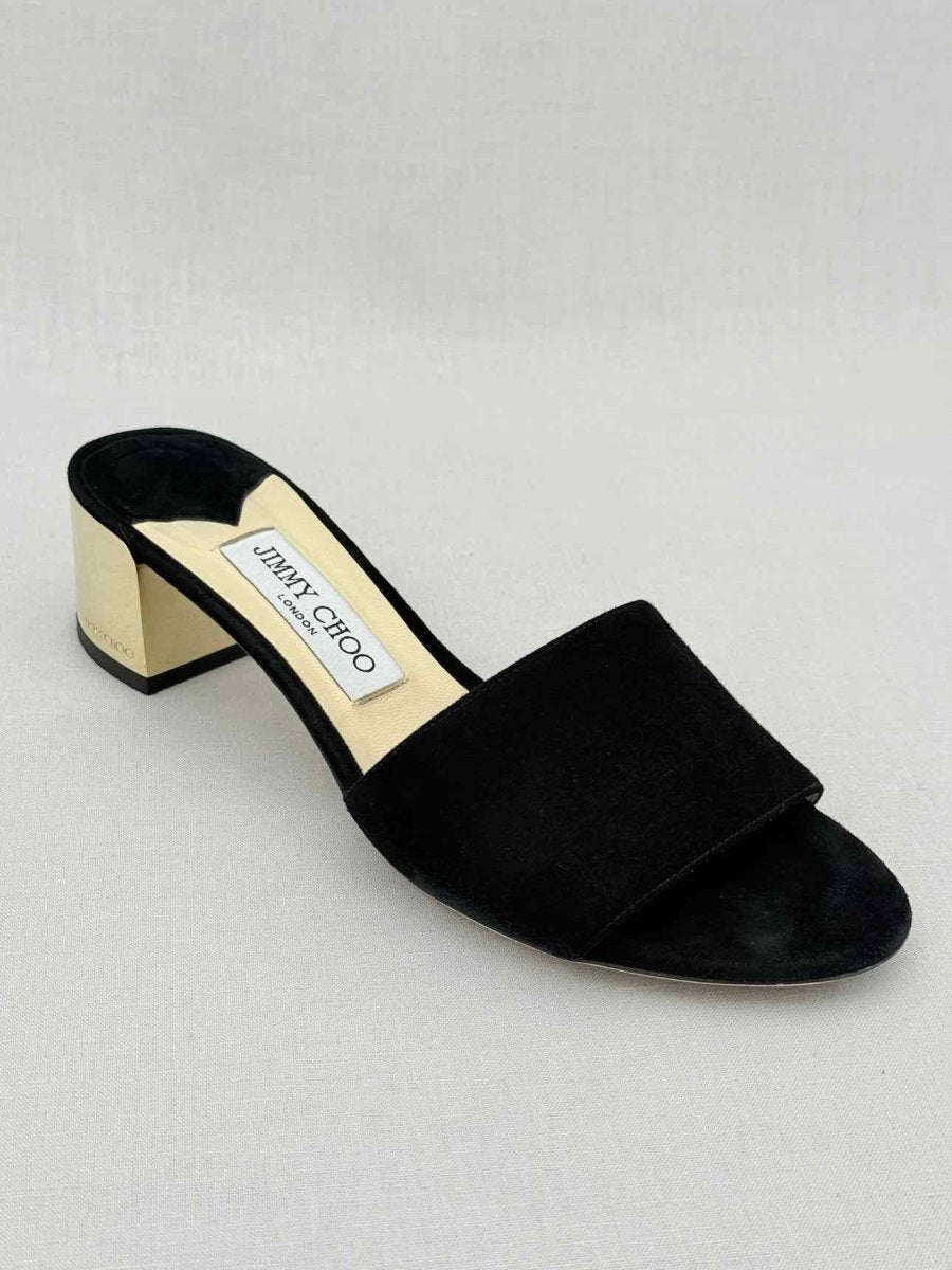Pre - loved JIMMY CHOO Joni Black Size EU 38 Mules at Reems Closet