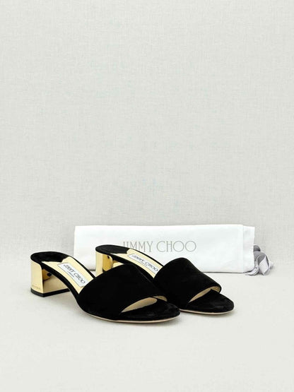 Pre - loved JIMMY CHOO Joni Black Size EU 38 Mules at Reems Closet