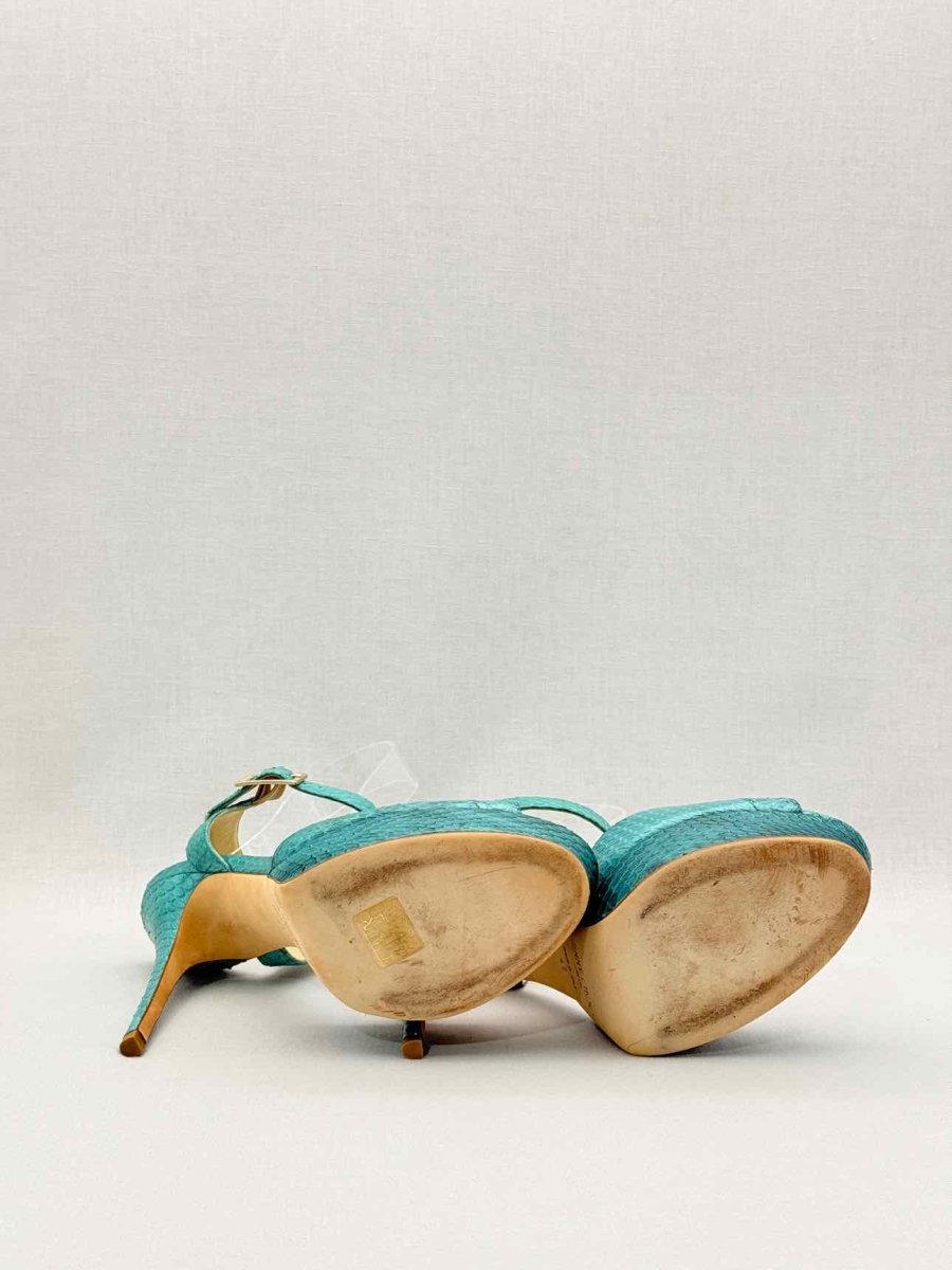Pre - loved JIMMY CHOO Linda Turquoise Size EU 41 Platform Sandals at Reems Closet