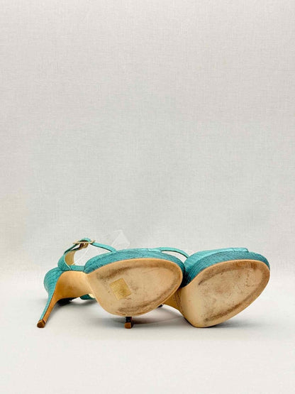 Pre - loved JIMMY CHOO Linda Turquoise Size EU 41 Platform Sandals at Reems Closet