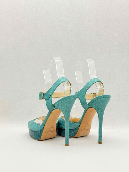 Pre - loved JIMMY CHOO Linda Turquoise Size EU 41 Platform Sandals at Reems Closet