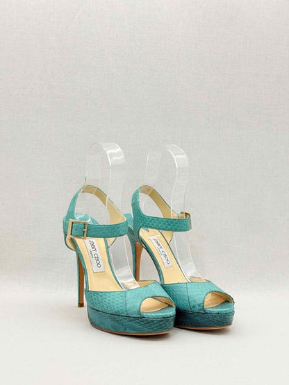 Pre - loved JIMMY CHOO Linda Turquoise Size EU 41 Platform Sandals at Reems Closet