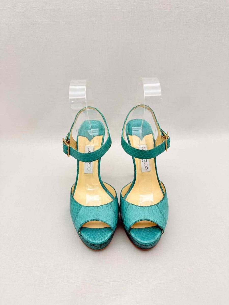 Pre - loved JIMMY CHOO Linda Turquoise Size EU 41 Platform Sandals at Reems Closet