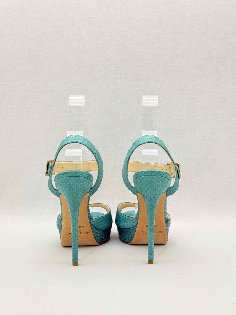 Pre - loved JIMMY CHOO Linda Turquoise Size EU 41 Platform Sandals at Reems Closet